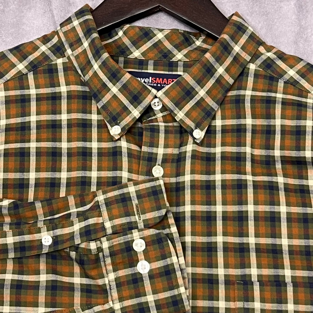 Roundtree & Yorke TravelSmart Shirt Mens 3XT Green Plaid Excellent Long Sleeve